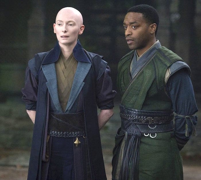 Marvel's DOCTOR STRANGE L to R: The Ancient One (Tilda Swinton) and Mordo (Chiwetel Ejiofor) Photo Credit: Jay Maidment Â©2016 Marvel. All Rights Reserved.